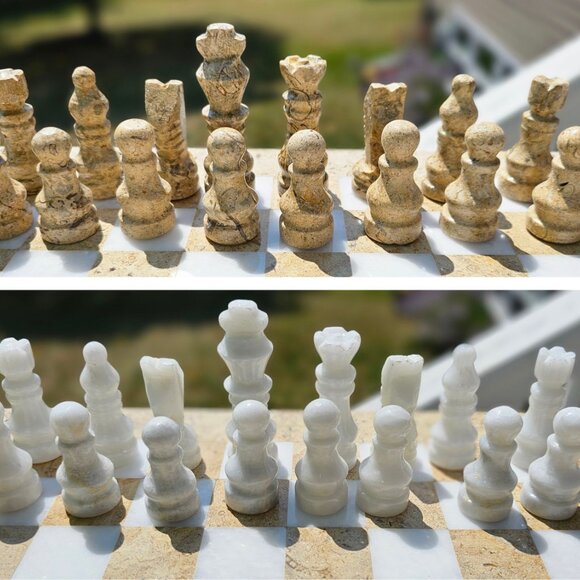 Marble Chess Pieces with Storage Tray, handmade chess pieces, home decor-New - Picture 3 of 11